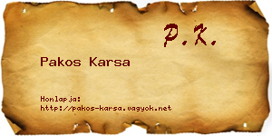 Pakos Karsa névjegykártya
